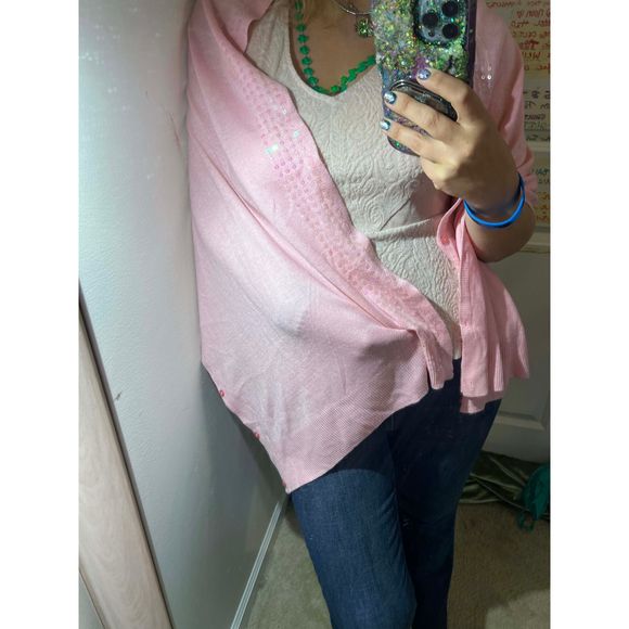 COPY - ❤️🧣BEAUTIFUL DESIGNER SCARF🧣❤️INFINITY LONG EUC GIFT TEXTURED PASTEL PINK - Picture 7 of 14